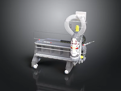 Industrial Equipment With Transparent Protective Shield Mobile Wheels Control Panel And Flexible Hose 3d model