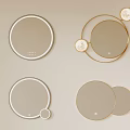 Decorative Circular Mirrors With Gold Silver Frames And Single Double Circular Designs For Home Decor 3d model
