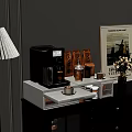 Organized Modern Kitchen Storage Shelf with Coffee Machine Cups Bags and Decorative Jars