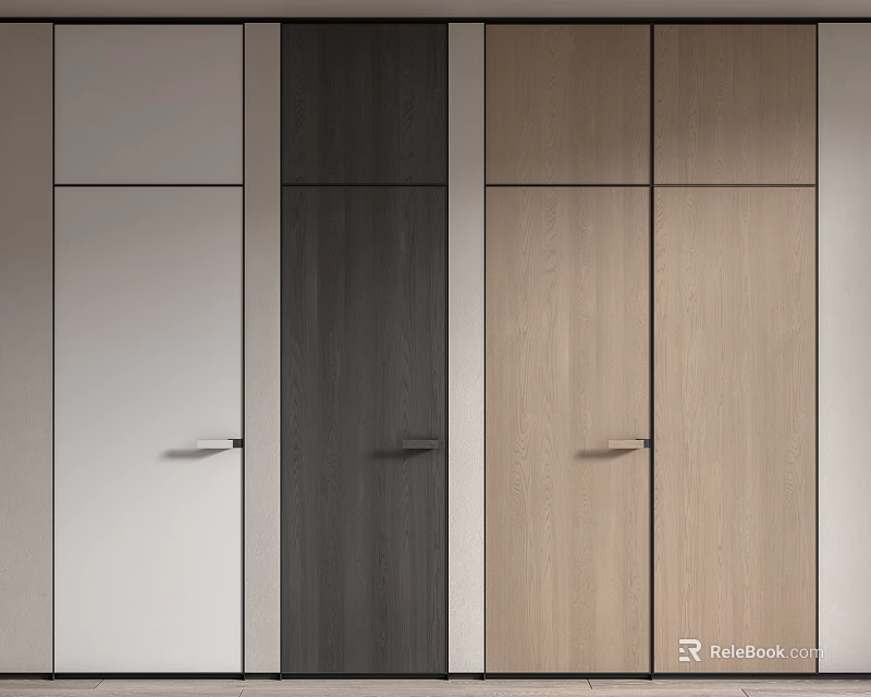 Modern Hinged Doors In White Dark Gray And Light Wood For Home Interior 3d model 