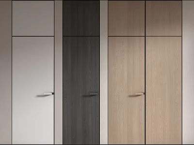 Modern Hinged Doors In White Dark Gray And Light Wood For Home Interior 3d model