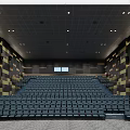 Modern Cinema Theater Interior With Rows Of Comfortable Seats And Design Features
