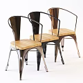 Modern Armchair Design With Metal Frame And Wooden Seat For Living Space