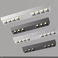 Modern Sleek Linear Downlights Spotlights With White Black Finish Ceiling Mounted Design 3d model