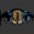 Female Sci Fi Character as Humanoid Creature in Blue White Tight Futuristic Suit