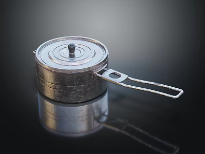 Small Metal Cooking Pot With Lid And Handle For Kitchen Utensil Use 3d model