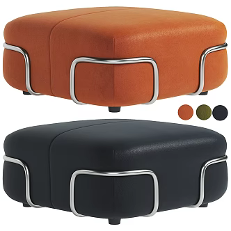 Light Luxury Leather Sofa Stool 3d model
