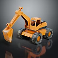 Orange Toy Excavator Model With Large Shovel And Sturdy Track Wheels