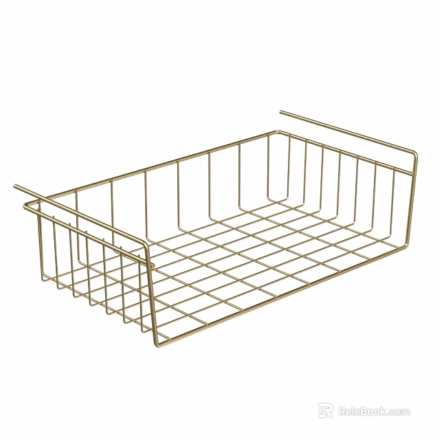 Durable Golden Metal Kitchen Storage Basket For Organizing Utensils And Tools 3d model 