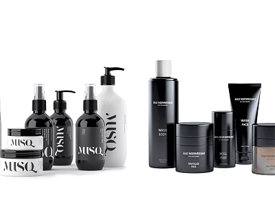 MISO Beauty Cosmetic And Perfume Collection Featuring Various Bottles Jars And Pump Containers 3d model