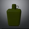 Green Plastic Canteen Featuring Screw Top Lid Handle And Engraved Text