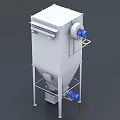Industrial Filtration Equipment With White Body Blue Motor And Metal Stand