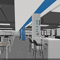 Modern Public Office Space With Open Layout Blue Accents Workstations And Computers 3d model