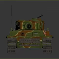 Military Tank With Camouflage Green Orange Pattern Tracked Wheels Long Cannon And Military Vehicle Design