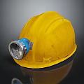 Yellow Safety Helmet With Attached Headlamp Ideal For Construction Work Sites 3d model
