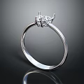 Elegant Silver Diamond Ring With Modern Solitaire Setting And Shiny Band 3d model