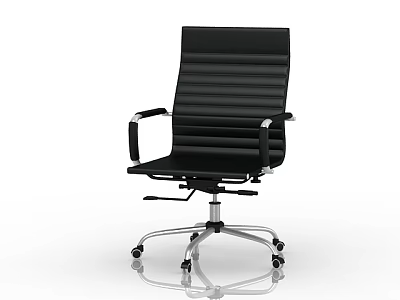 Comfortable Modern Black Office Chair with Ergonomic Design Silver Armrests and Swivel Wheels 3d model