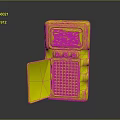 Retro Handheld Electronic Device With Silver Body Open Yellow Keypad Colorful Buttons And Green Screen