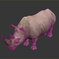 White Rhinoceros Standing Against Dark Background With Detailed Skin Texture And Horns