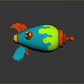 Colorful Toy Bomb Weapon Featuring Blue Green Orange Splatter Design