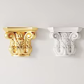 Decorative Classical Carved Corbels in Golden and White with Ornate Floral Scroll Patterns
