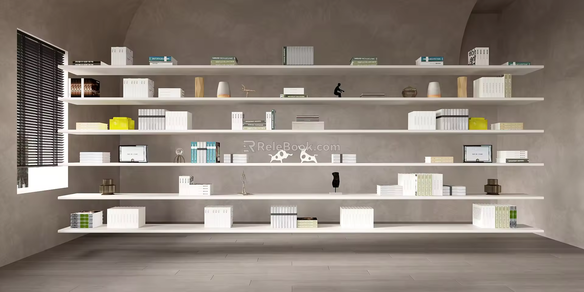 Modern bookshelf ornaments book decoration combination 3d model