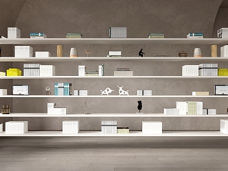 Modern bookshelf ornaments book decoration combination 3d model