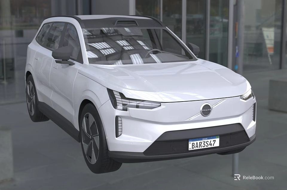 White Volvo Electric SUV with Modern Sleek Design and LED Headlights Outdoor 3d model 