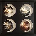 Creative Moon Shaped Wall Decor With Natural Landscape Patterns And Lights 3d model