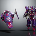 Colorful Transformers Action Figures In Robot And Spaceship Modes With Metallic Finish 3d model