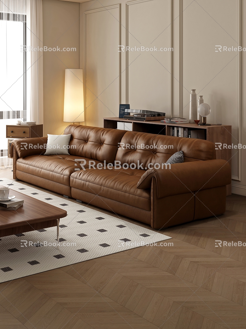 Middle style sofa living room 3d model