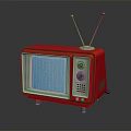 Vintage Red Television Set With Antenna Knobs And Retro Design Details 3d model