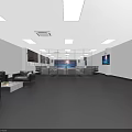 Modern Conference Room Interior With Large Table Sofa Ceiling Lights And Projection Screen 3d model