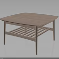 Modern Minimalist Wooden Coffee Table With Square Tabletop And Lower Slatted Shelf