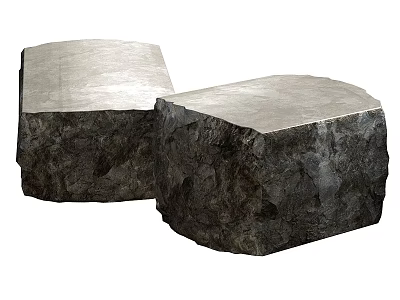 Two Gray Stone Vanity With Rough Texture Surface And Smooth Top Design 3d model