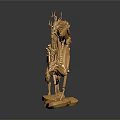 Golden Decorative Deer Sculptures In Jumping Poses With Three Deer On Irregular Base 3d model