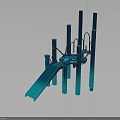 Blue Playground Structure with Slide Pillars Chains and Modern Design Elements 3d model