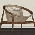 Natural Style Wicker Leisure Chair with Wooden Frame and Cozy Cushion Design