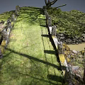 Rustic Stone Bridge Over Shallow Stream Surrounded By Green Grass And Trees 3d model