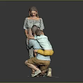 Parents And Child With Pregnant Mother Sharing Tender Family Interaction Moment 3d model