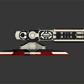 Futuristic Sci Fi Weapon With Red Blue Accents And Detailed Mechanical Structure