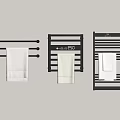Black Wall Mounted Bathroom Accessories With Towel Racks Digital Display And Towels