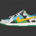 Colorful Camouflage Sneakers With Blue Yellow White Design White Laces And Green Accents
