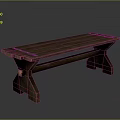 Rustic Wooden Bench With Solid Wood Construction Metal Accents And Simple Design 3d model