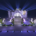 Suning 2022 EIG Stage Setup With Staircase Geometric Decorations Green Plants And Lighting