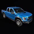 Blue Ford F-150 Raptor Pickup Truck Showcasing Multiple Exterior Views