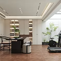 Modern Tea Room Interior Design With Open Layout Wooden Furniture And Green Plants