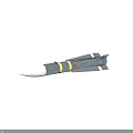 Military Missile Weapon With Silver Body Yellow Bands And Rear Fins Structure