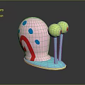 Colorful Pink Snail Shaped Commercial Equipment With Blue Spots Green Eyes And Red Spiral Pattern