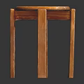 Minimalist Wooden Round Stool With Sturdy Four Legs And Smooth Top Surface